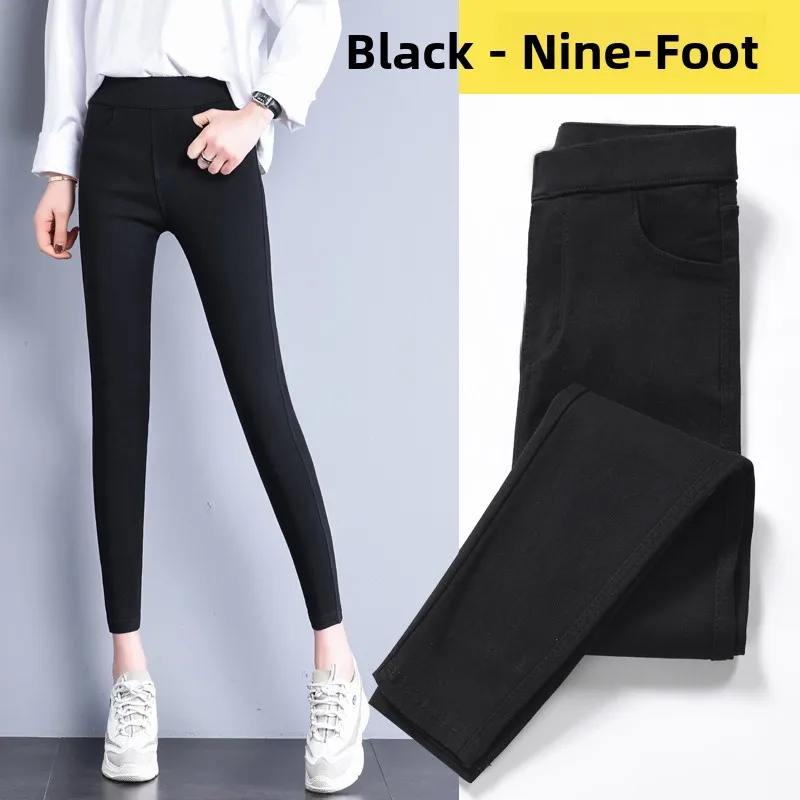 Black Hole Skinny Pants Women's Summer Thin High Waist Slimming Leggings Seven/Nine Pants Polyester Fiber 100%