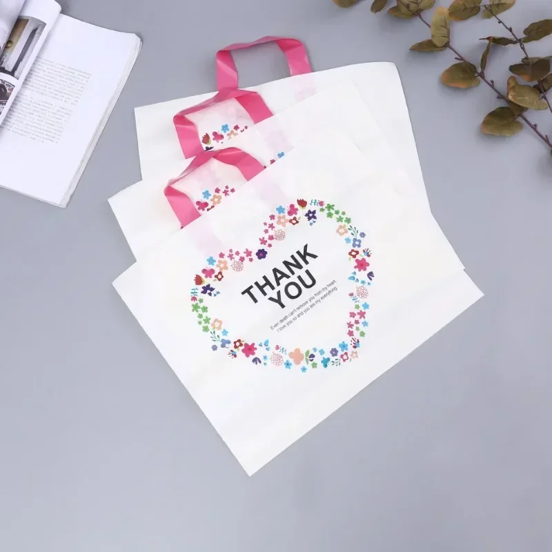 50pcs Thank You Gift Bag Thick Plastic Bag Clothing Store Shopping Packaging Bags Wedding Christmas Party Candy Gift Bags