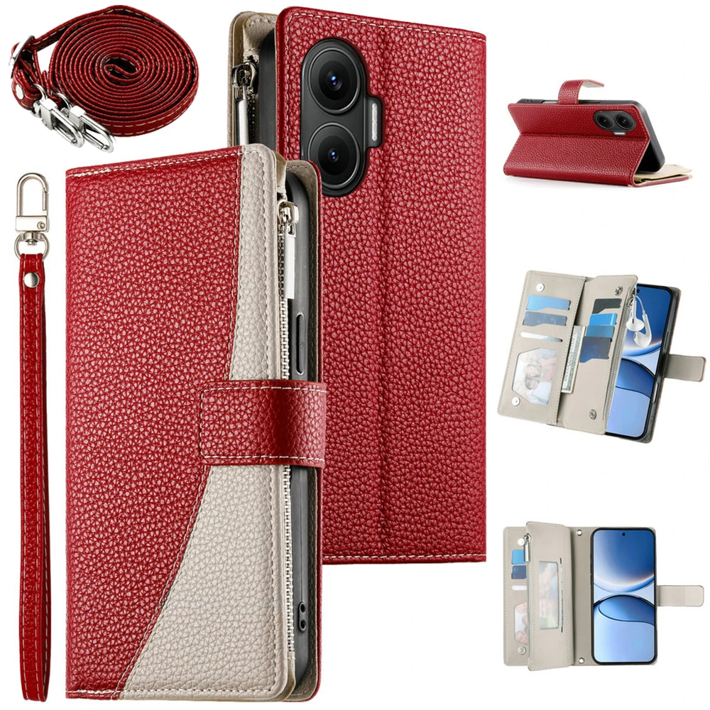

6-Card Zipper Leather Crossbody Case For Xiaomi Redmi Turbo 4 Pro 3 5G Wallet Funda For Redmi 14C 14R 13C 13R 13 12 A4 A3 Cover