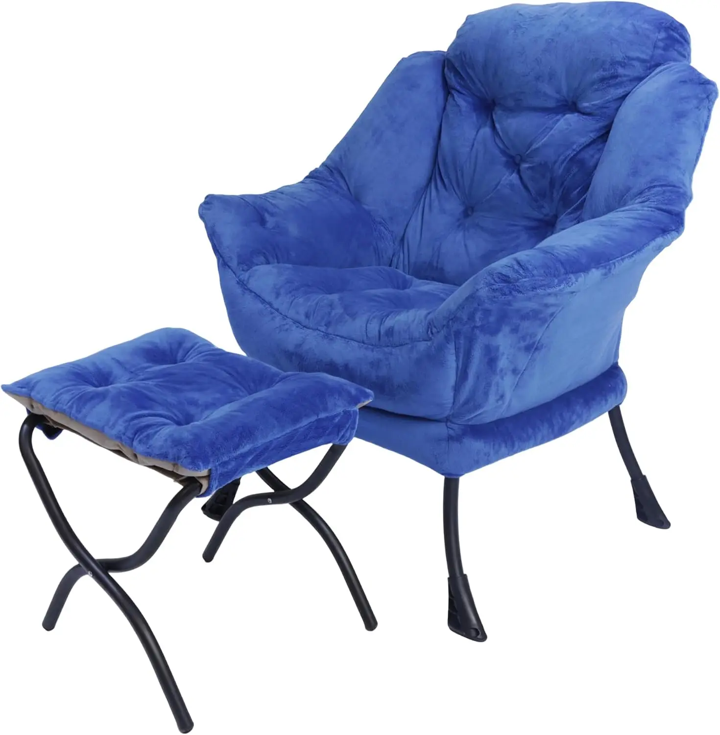 

Lazy Chair with Folding Ottoman,Fully padded seat and back made from suede fabric,Living Room Chairs