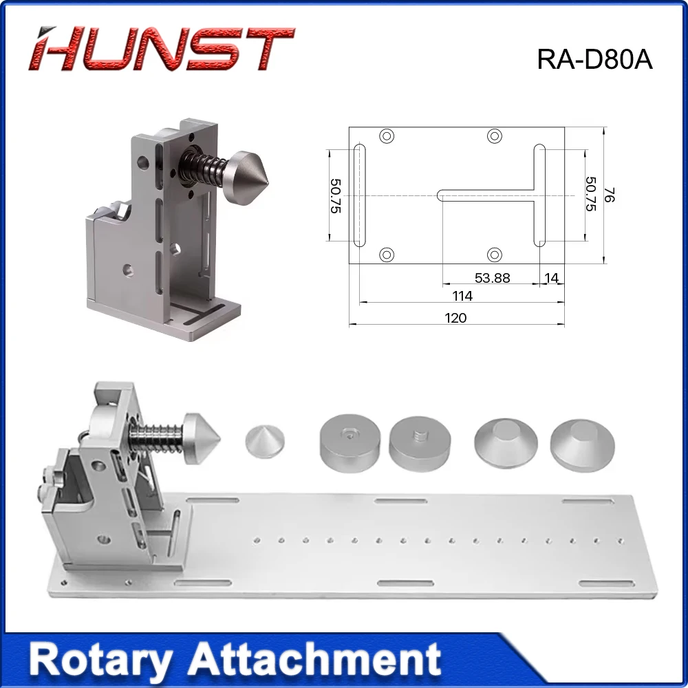 HUNST RA-D80A Rotary Axis Worktable + Mobile Tailstock Indexing Head, Suitable for CNC Laser Marking Machine Engraving Machine