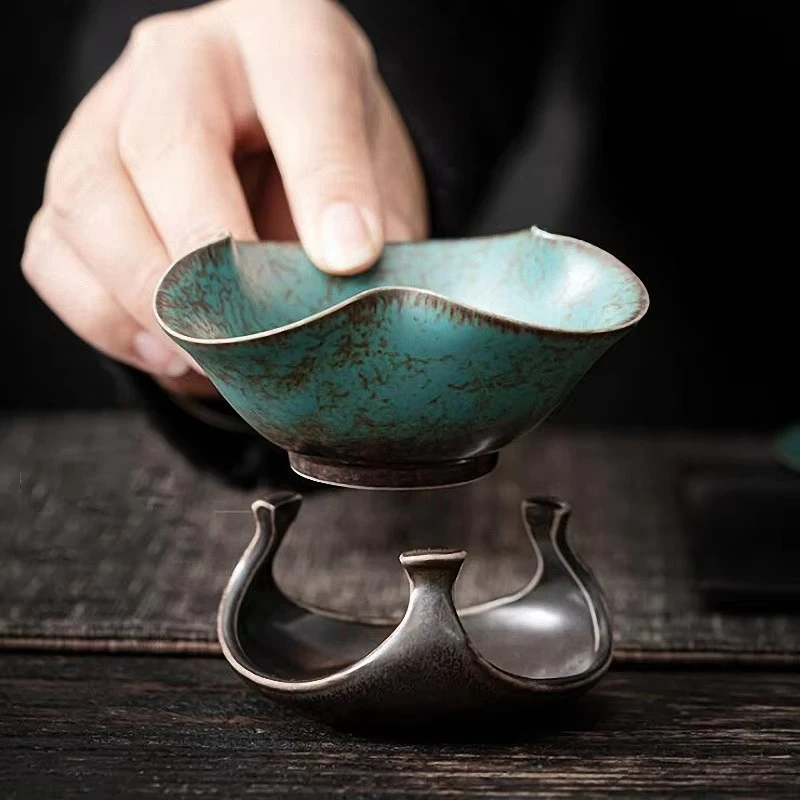 Ceramic Turquoise Glaze Tea Strainers Coarse Pottery Tea Leaf Spice Filter Chinese Kung Fu Tea Accessories