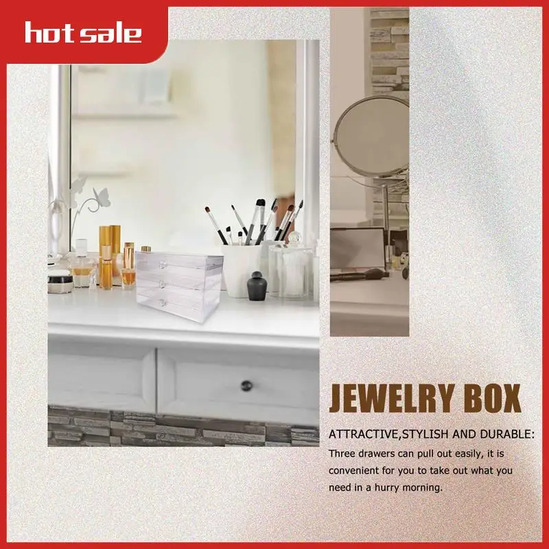 

BEAU-Plastic Jewelry Storage Box Earring Display Stand Organizer Holder With 3 Vertical Drawer (Transparent)