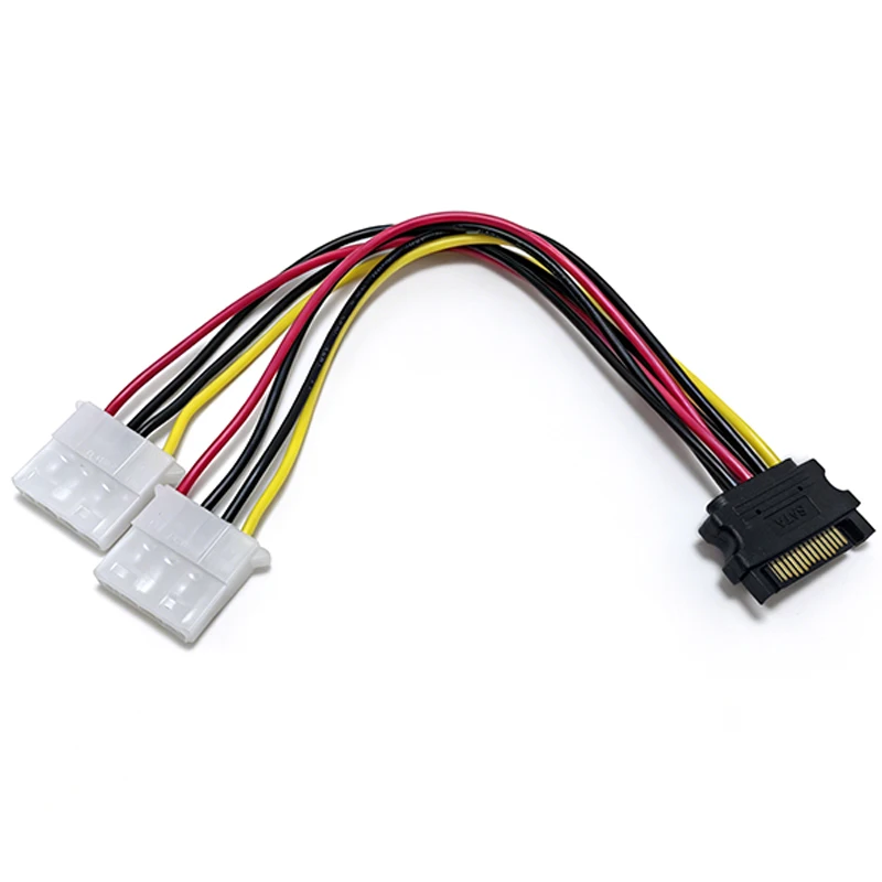 4 Stück SATA 15-Pin Stecker auf IDE Dual 4-Pin Molex Buchse Serial ATA Festplatten-Stromkabel Y-Splitter Verlängerungskabel Anschluss