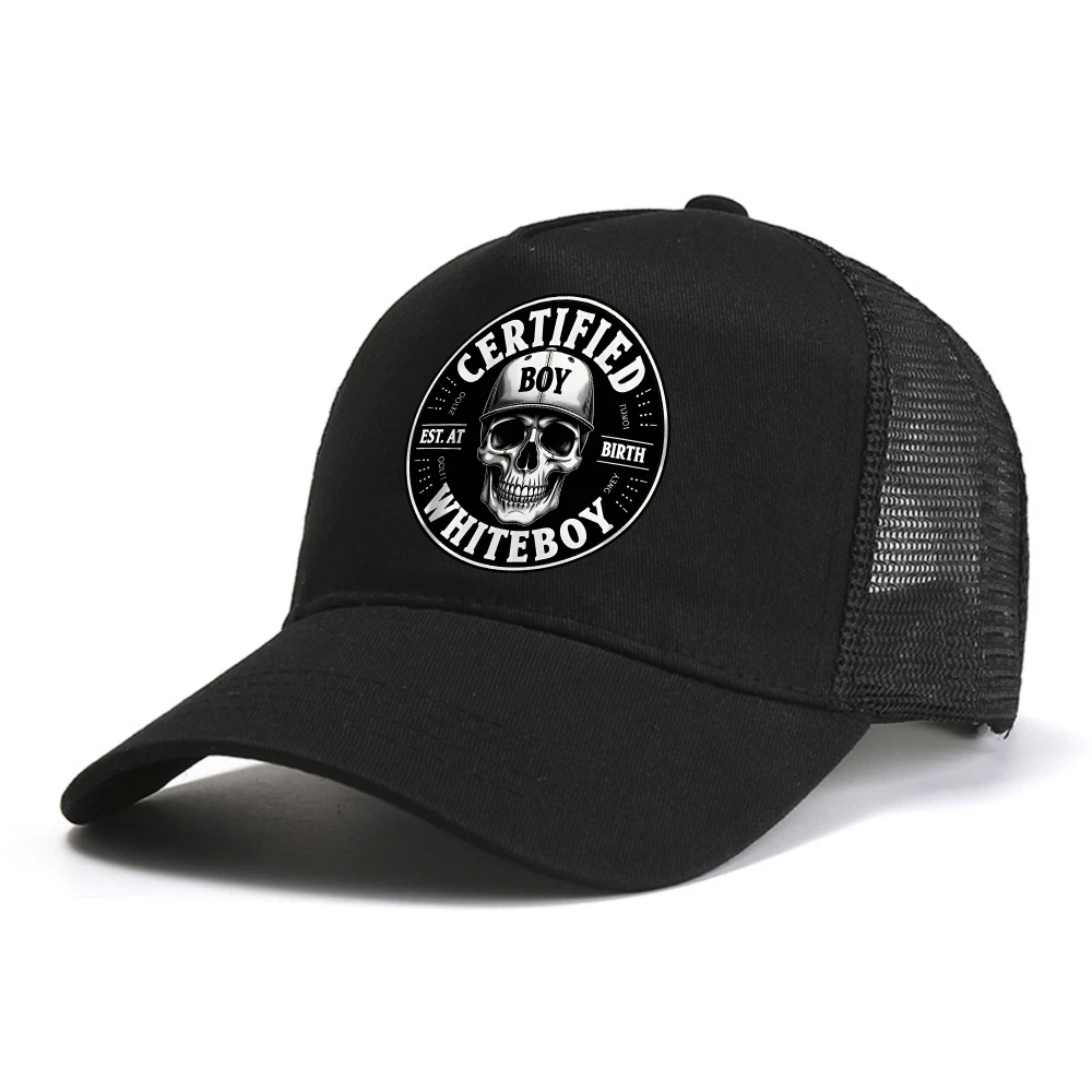 Certified Bold Skull Whiteboy Printed baseball cap Men Women Summer mesh snapback hat Streetswear Breathable adjustable caps