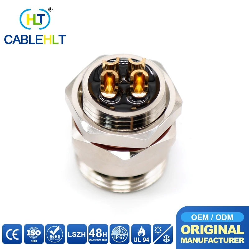 7/8 Rear Panel Type Male/Female Waterproof Connector 3/4/5P Soldered Cable Socket.