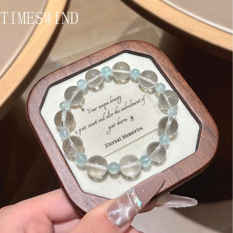 

TIMESWIND Original Crystal White Blue Round Beaded Energy Bless Women Bracelet Fashion Jewelry with Certificate