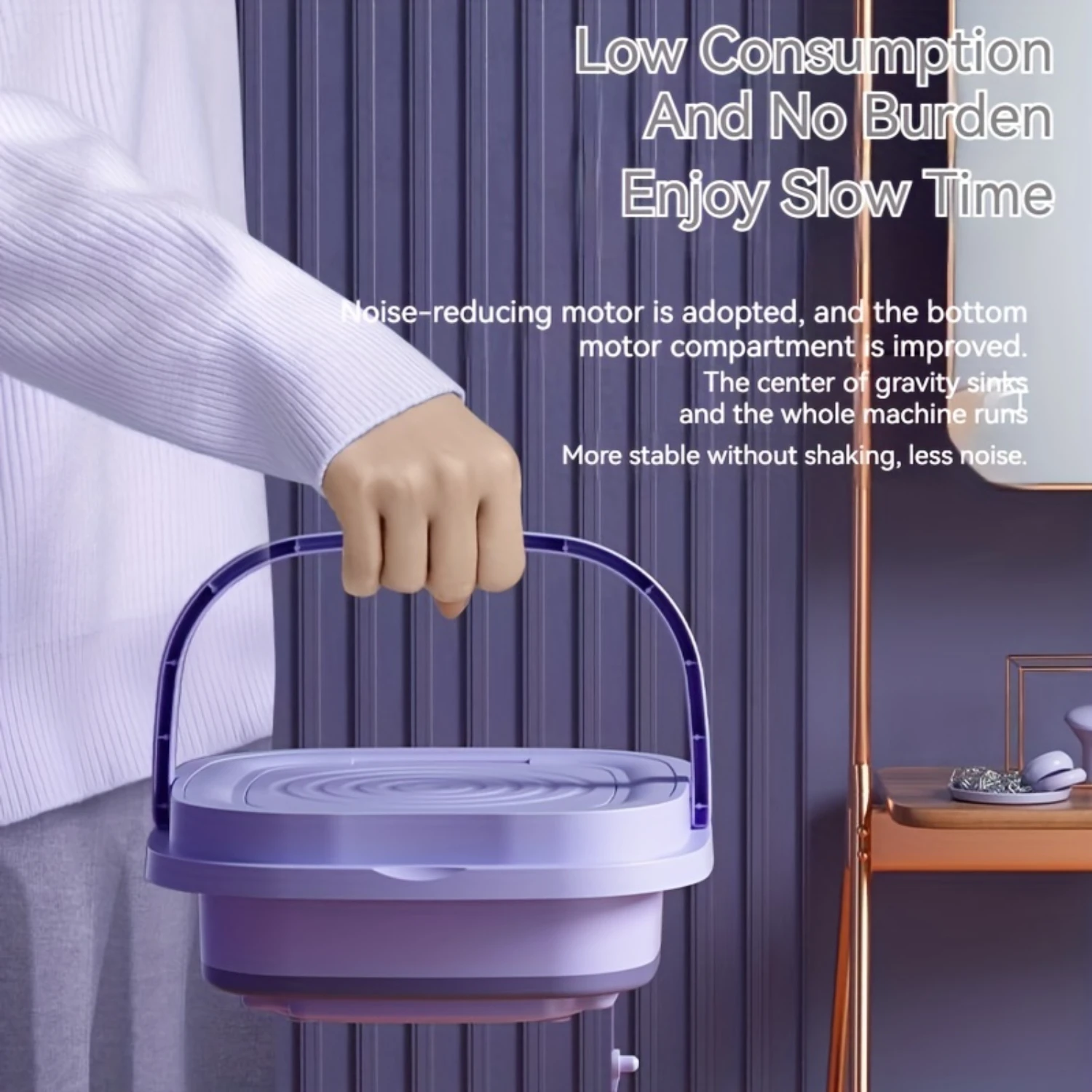 2.11gal Large Capacity Folding Washing Machine, Mini Portable, Suitable For  Or Travel, Suitable For Automatic Washing Of Underw