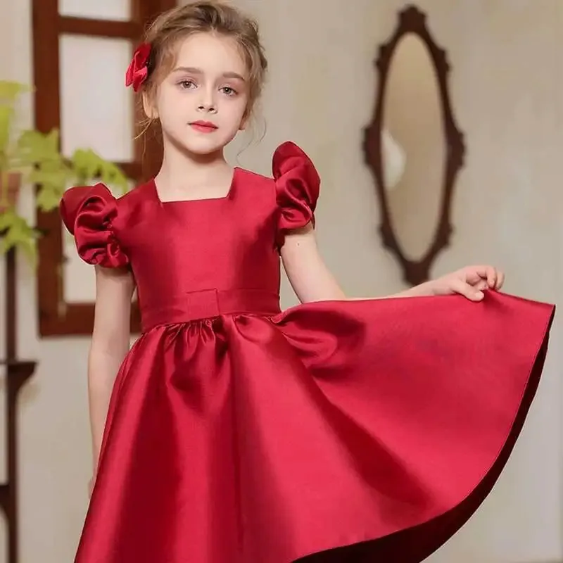 Новое детское атласное платье принцессы с объемными рукавами для девочек, высококачественная новинка и экзотическая одежда для танцев специального назначения