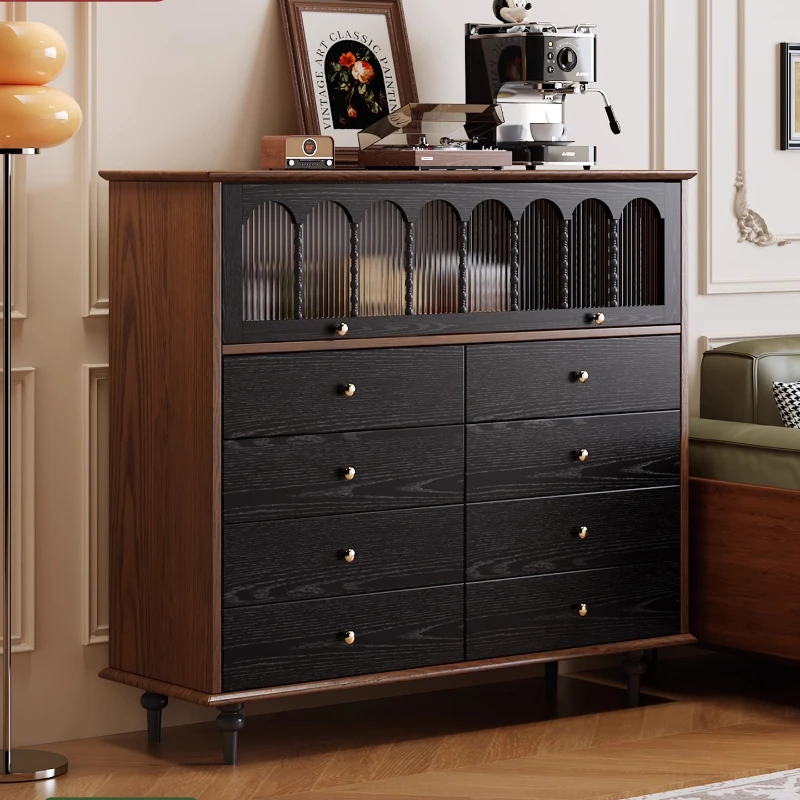 

French solid wood medieval retro dining side cabinet, chest cabinet, bedroom, living room against the wall, sofa shelf
