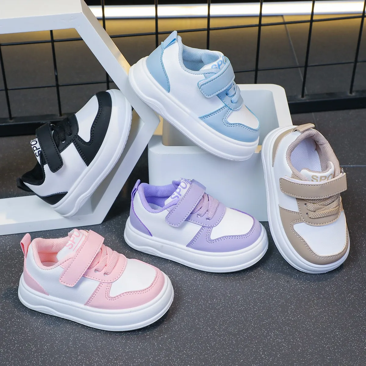 Girls Four Seasons Casual Shoes Children Sports Board Shoes Korean All-match Trendy Fashionable Running Shoes Anti-skid Soft
