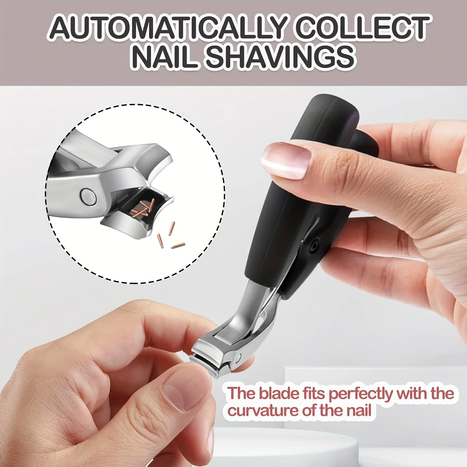 1pcs Modern Stainless Steel Fingernail Clippers with Concave Blade, Heavy-Duty Nail Clipper with Curved Design, Large Opening