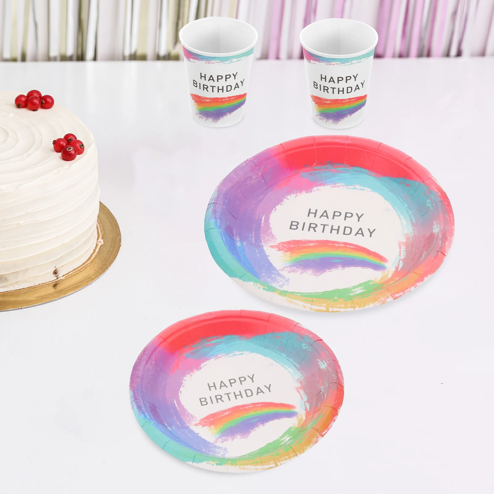 

Rainbow Paper Tray Set Serving Utensils Wedding Party Supplies Tableware Birthday Baby