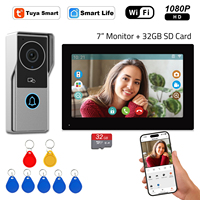 7 Inch 1080P Touch Screen Video Intercom Smart Wifi Video Doorbell System Door Phone Camera Tuya Card Unlock for Home Apartment