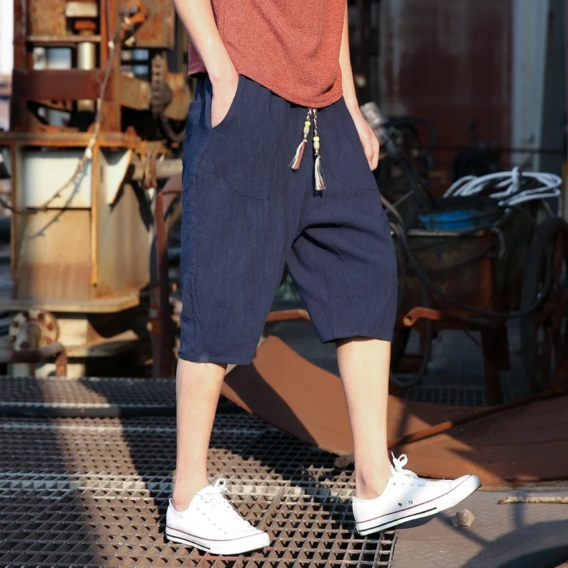 

Летние мужские льняные брюки 7/6/5 ор, свободные модные спортивные повседневные брюки Харлан, молодежные витали Sle, обычные, тонкие, молодежные