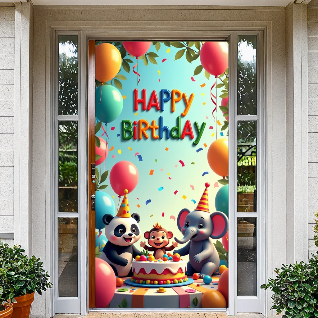 

Large Birthday Backdrop Eye-catching Reusable Festive Kids Party Banner Playful Birthday Banner for Children