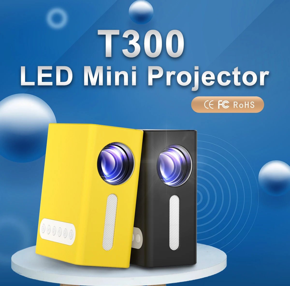 

Free delivery! T300 Mini Portable Projector 1080P 4000 Lumen HD LED Projector Home Theater Media Video Player Integrated Speaker