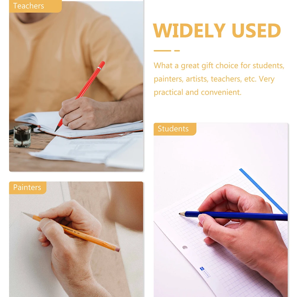 6 Pcs Bamboo and Wood Pole Pencil Student Inkless Pencils Drawing Erasable Sketch Unique Artist Small