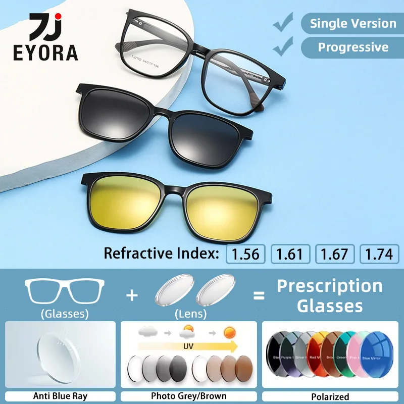 

EYORA Flip-Up Polarized Magnetic Clip-On Night Vision Anti Blue Light Reading Glasses Myopia Eyewear Progressive Eyewear Lens