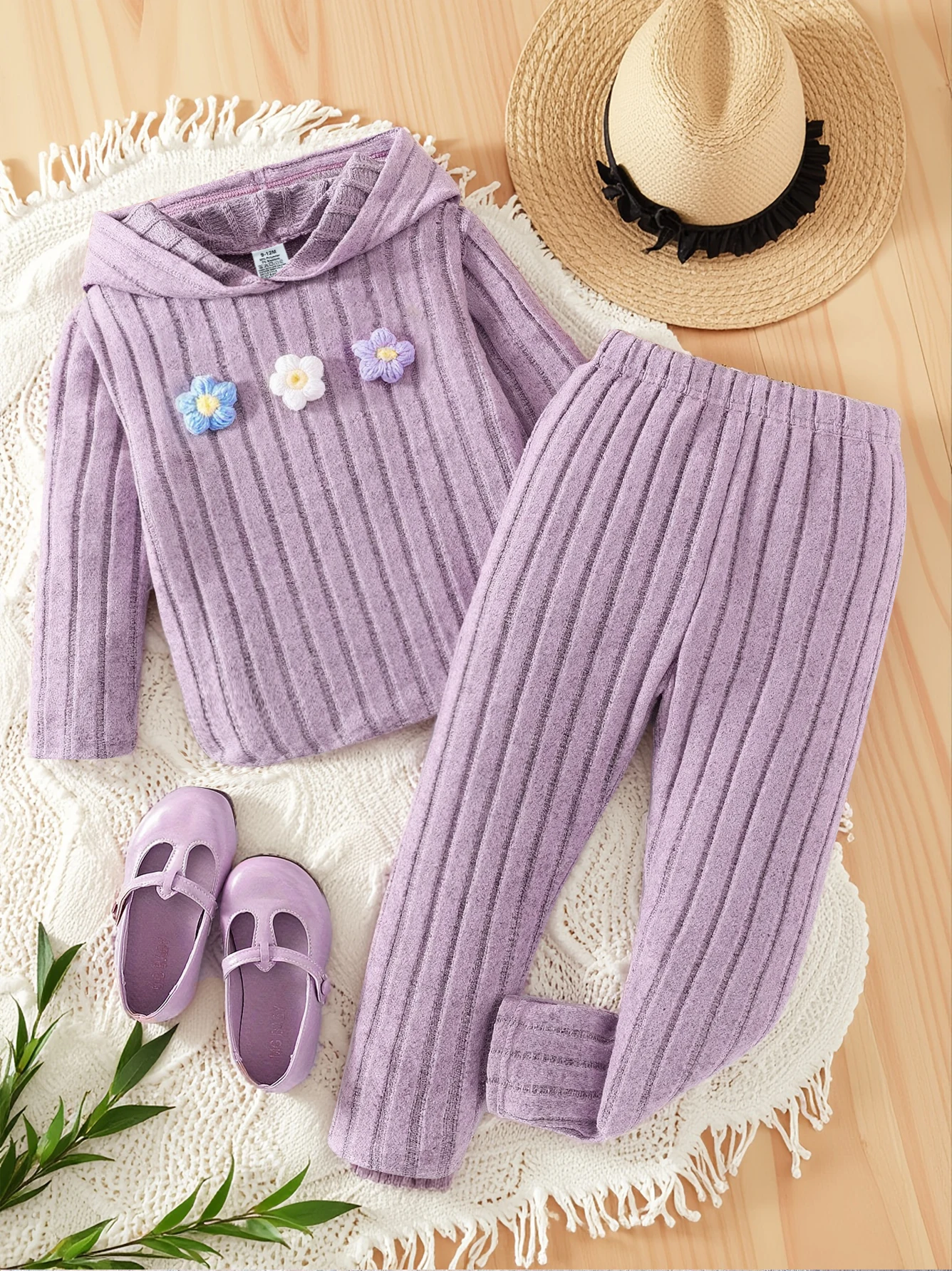 2-teiliges einfaches Freizeit-Strickset für Frühling und Herbst, einfarbiges Strick-Langarmoberteil mit Kapuze + leicht elastische Freizeithose mit mittlerer Taille, geeignet für den täglichen