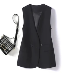 Black Office Suit Vest Jacket For women's Clothing 2025 New Korean version Loose Sleeveless Coat Casual Waistcoat Feminine