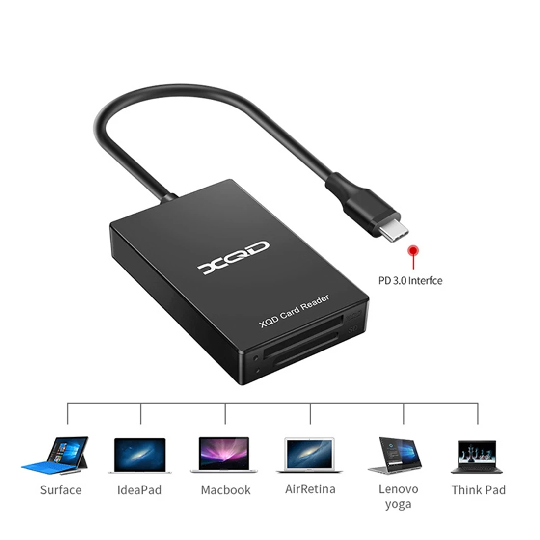 Type C USB 3.0 SD XQD Memory Card Reader Transfer for Sony M/G Series for OS Windows Computer(Type C)