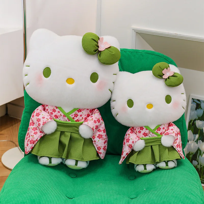 

55 см Sanrio Kawaii Hello Kitty плюшевые игрушки Matcha кимоно кукла Hello Kitty плюшевая аниме милая мягкая подушка куклы подарки на день рождения для девочек