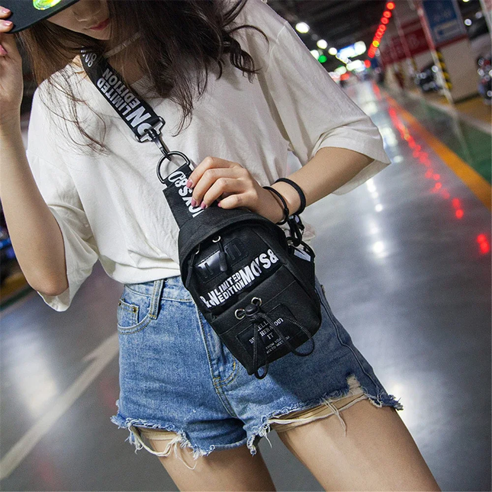 Harajuku Women Unisex Shoulder Packs Purse Back Pack Travel Cashier Belt Hip-hop Rock Boys Girl Bag Fashion Shoulder Small Flap