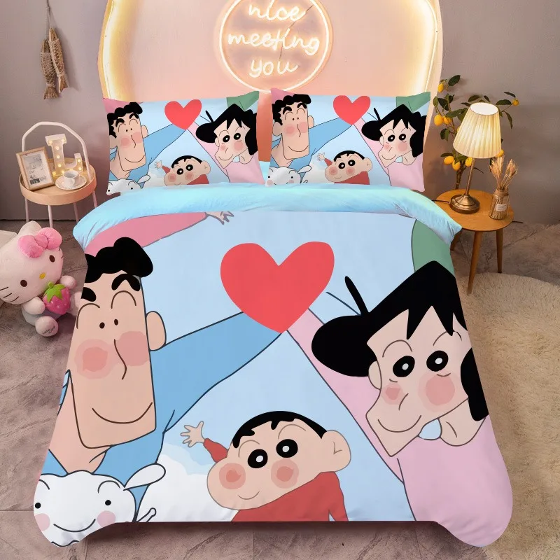 Crayon Shin-chan  cartoon quilt cover pillowcase boy girl bedding set cute print skin-friendly breathable home bedroom 2/3pcs