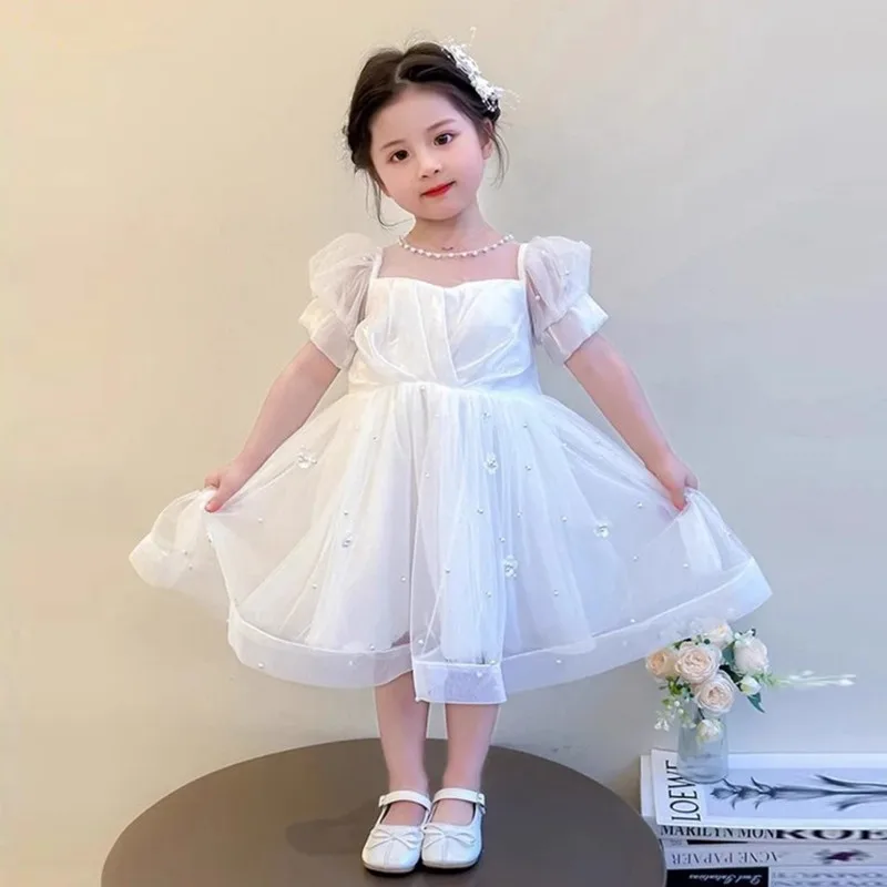 

New Children's Princess Dress Host's Piano Performance Wedding Birthday Girls Party Dresses A4659 Vestidos Bridesmaid Dresses