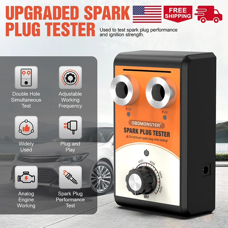 

ГОРЯЧАЯ ПРОДАЖА, тестер свечей зажигания с двойным отверстием, 0-6000 об/мин, анализатор свечей зажигания, 12 В, диагностический инструмент для катушки зажигания двигателя