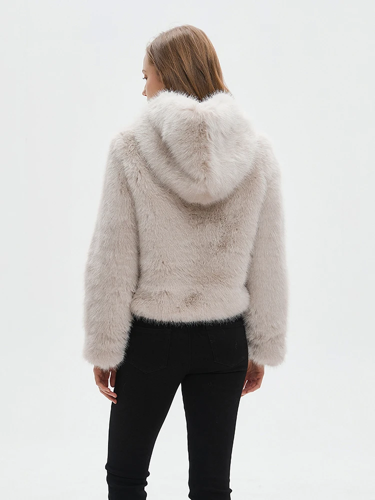 ZADORIN-Veste d'Hiver en Fausse Fourrure pour Femme, Manteau Chaud à Capuche, Vêtement Blanc, 2024