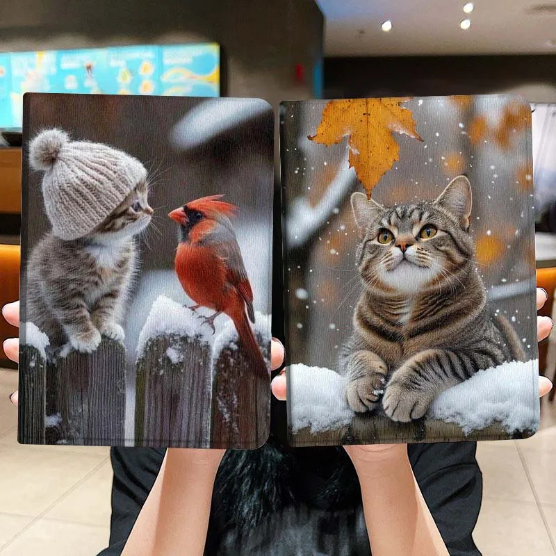 

Kitten Bird Snow Fence Gift Tablet Case For Lenovo Xiaoxin Legion Pad Tab Pro GT Y700 Gen4 2 11 P11 M10 K10 3rd Plus Gen