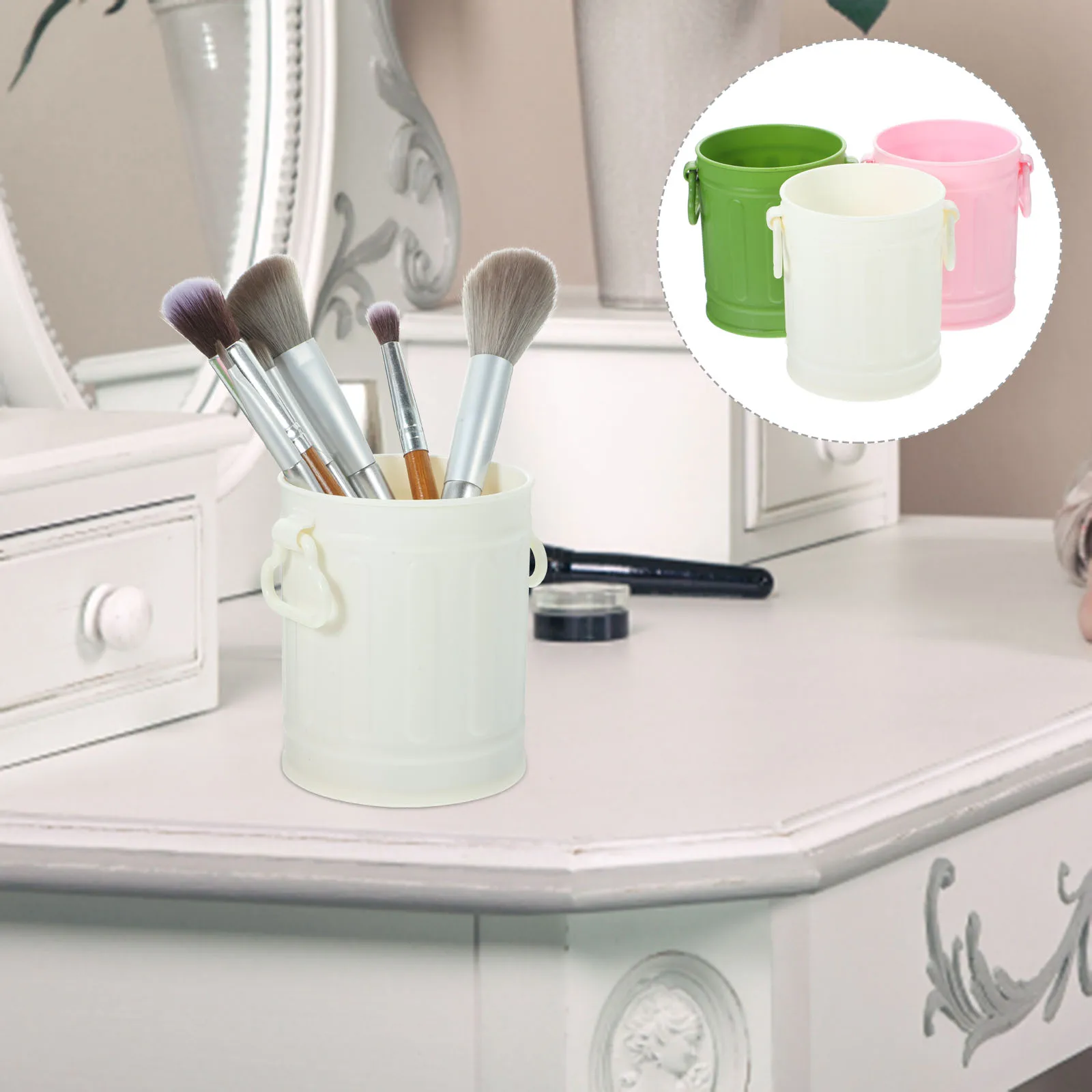 

3 Pcs Pencil Holder Double-sided Lifting Pens for Desk Bucket Creative Cups Desktop Makeup Brush Container Office