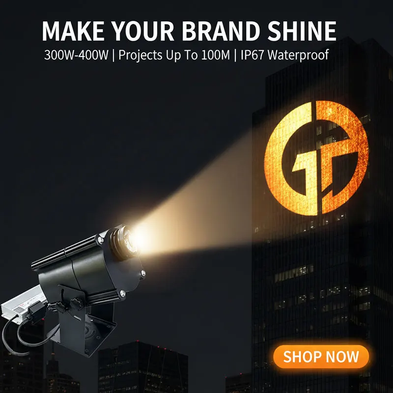 

Light Up Your Building Facade! 300W-400W High-Power Outdoor Wall Gobo Projector IP67 Waterproof Custom Logo Advertising Light