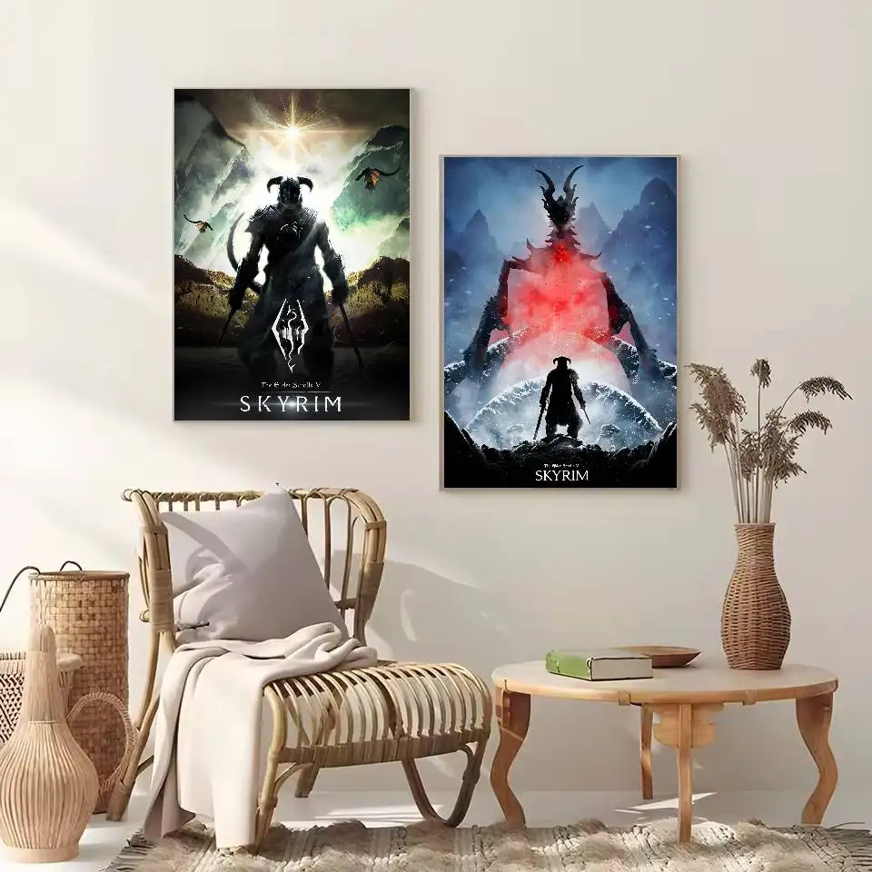 Vediogame T-The Elder S-Scrolls V Skyrim ملصق ذاتي اللصق فني ورق مقاوم للماء ملصق مقهى بار غرفة النوم جدار ديكور