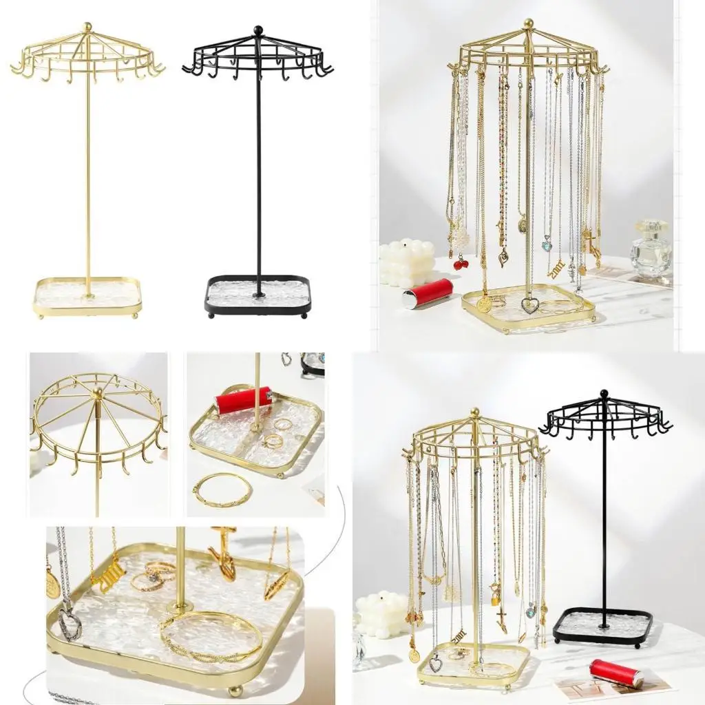 حامل قلادة من سبيكة J78F، حامل قلادة مريح، حامل مجوهرات دوار أنيق #1