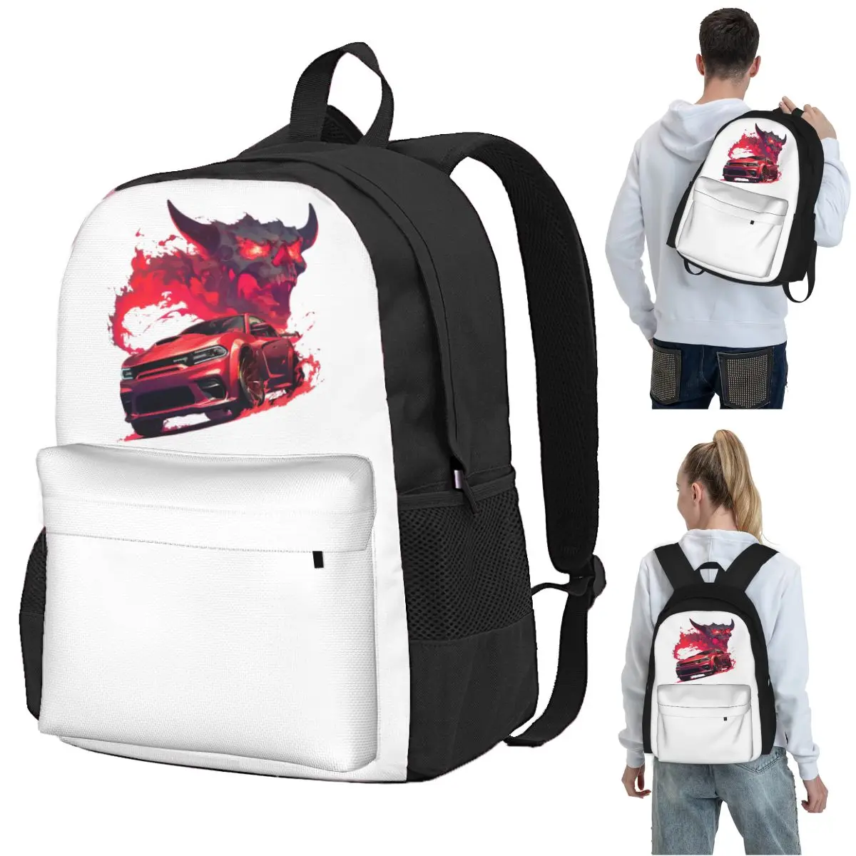 

Charger With Demon Backpack Student BookBag Kids School Bag Laptop Shoulder Bags for Boys Girls