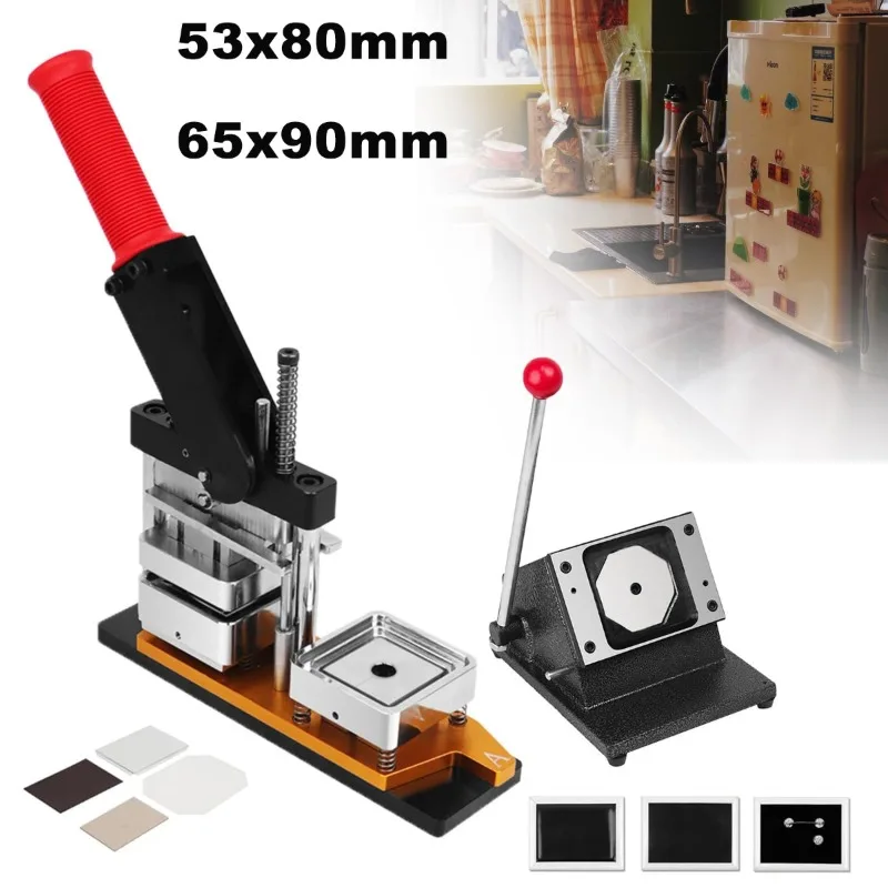 

53x80mm/65x90mm Magnet Maker Machine Square-Shaped Pin Machine Set for Fridge Magnet with 100 Sets Acrylic/Cardboard Supplies