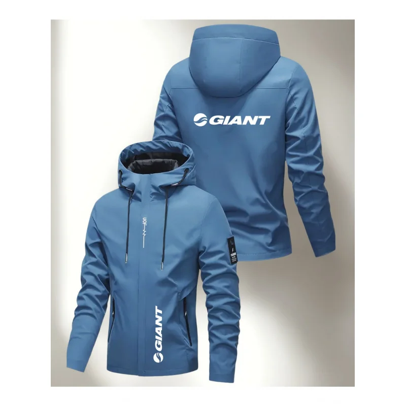 Men GIANT Hooded Jacket - Full-Zip Outdoor Jacket, With Drawstring and Pockets, Urban Street Style, Easy to Care For
