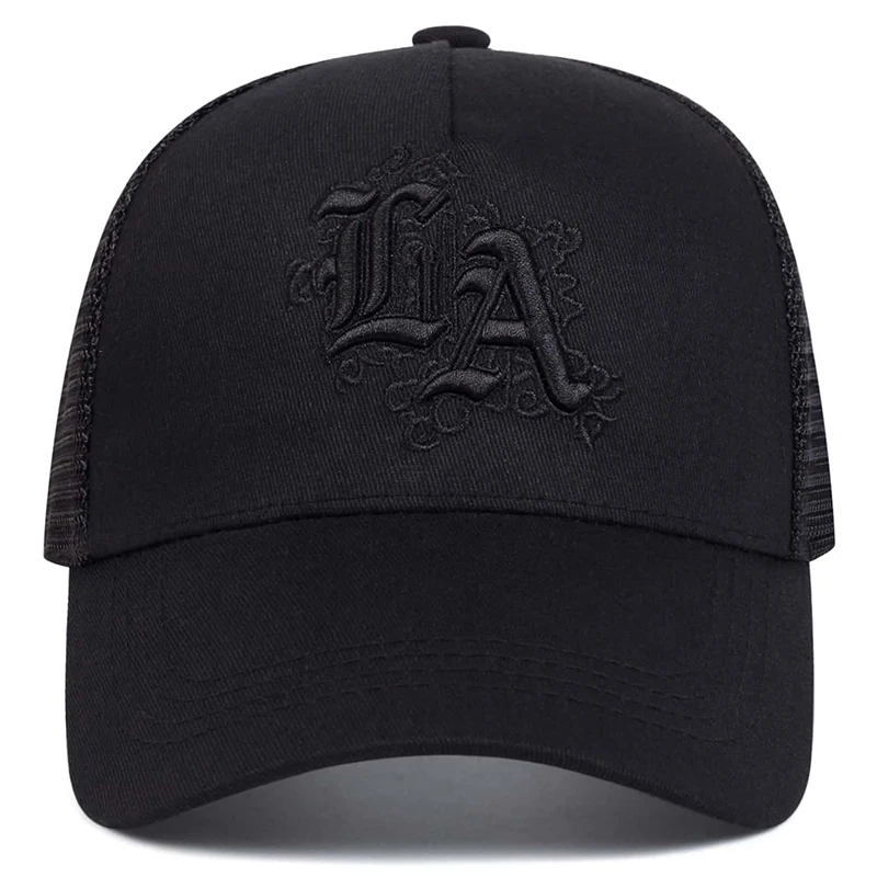 Unisex LA Letter Embroidery Baseball Net Caps Spring and Summer Outdoor Adjustable Casual Hats Sunscreen Hat