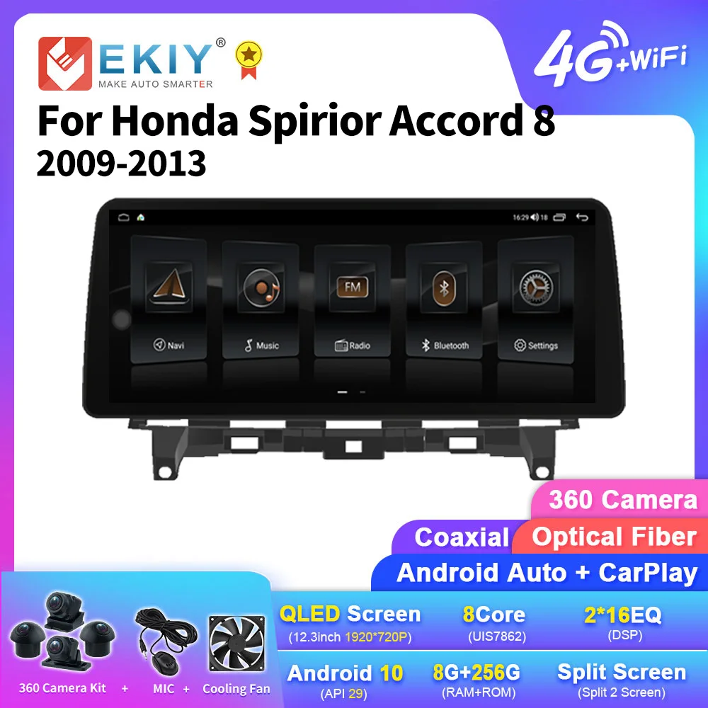 

EKIY 12.3inch Android Car Radio For Honda Spirior Accord 8 2009-2013 Multimedia Player Stereo Carplay Stereo Navi No 2din DVD HU