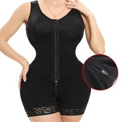 Zipper Crotch Fajas Colombianas Full Bodysuits Shapewear Adjustable Shoulder Straps Body Shaper Women Shapers Strong Compression