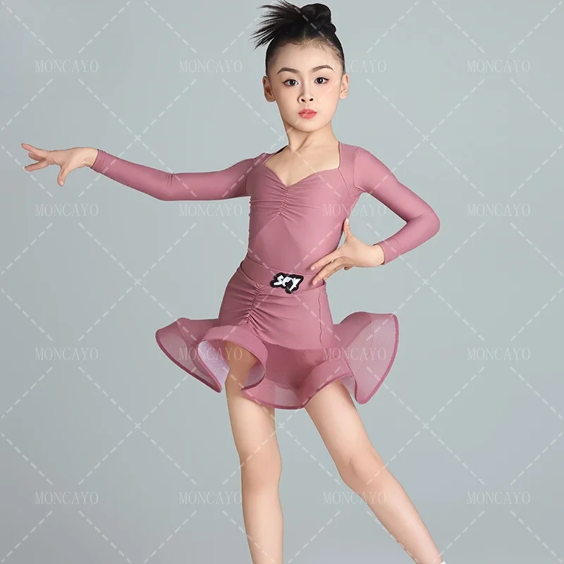 

Платье для латинских танцев для девочек, ча-ча, сальса, самба, танго, румба, одежда для латинских танцев, детские танцевальные конкурсные платья для бальных танцев, детские платья