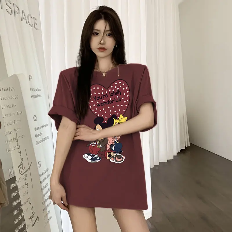 

2025 New Disney Family Family Fashion Leisure Pure Cotton T-shirt Retro Street College Style Commuting Y2K Harajuku Style