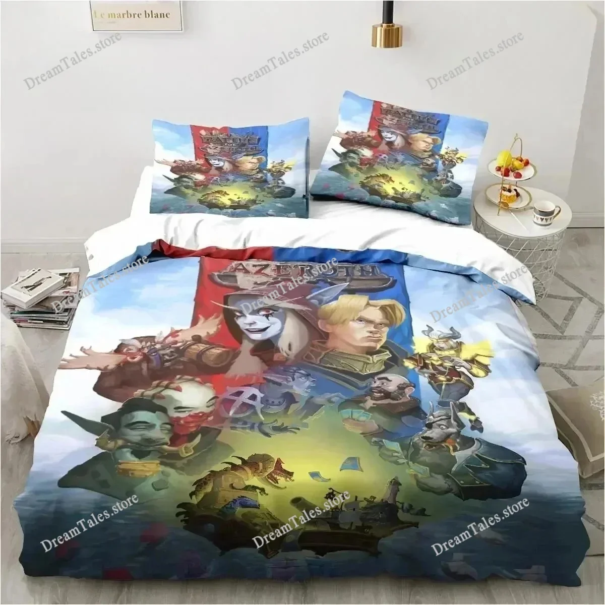 

Комплект постельного белья с 3D-печатью по мотивам игры World of Warcraft: пододеяльник, наволочки, одеяло, размеры King/Queen, для мальчиков и взрослых 741