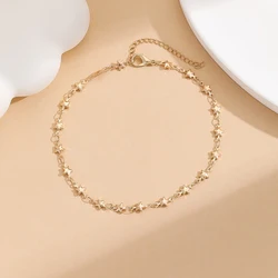 Kinitial Stainless Steel Five-Pointed Star Anklets For Women Girls Bohemian Summer Beach Jewelry Party Birthday Gift