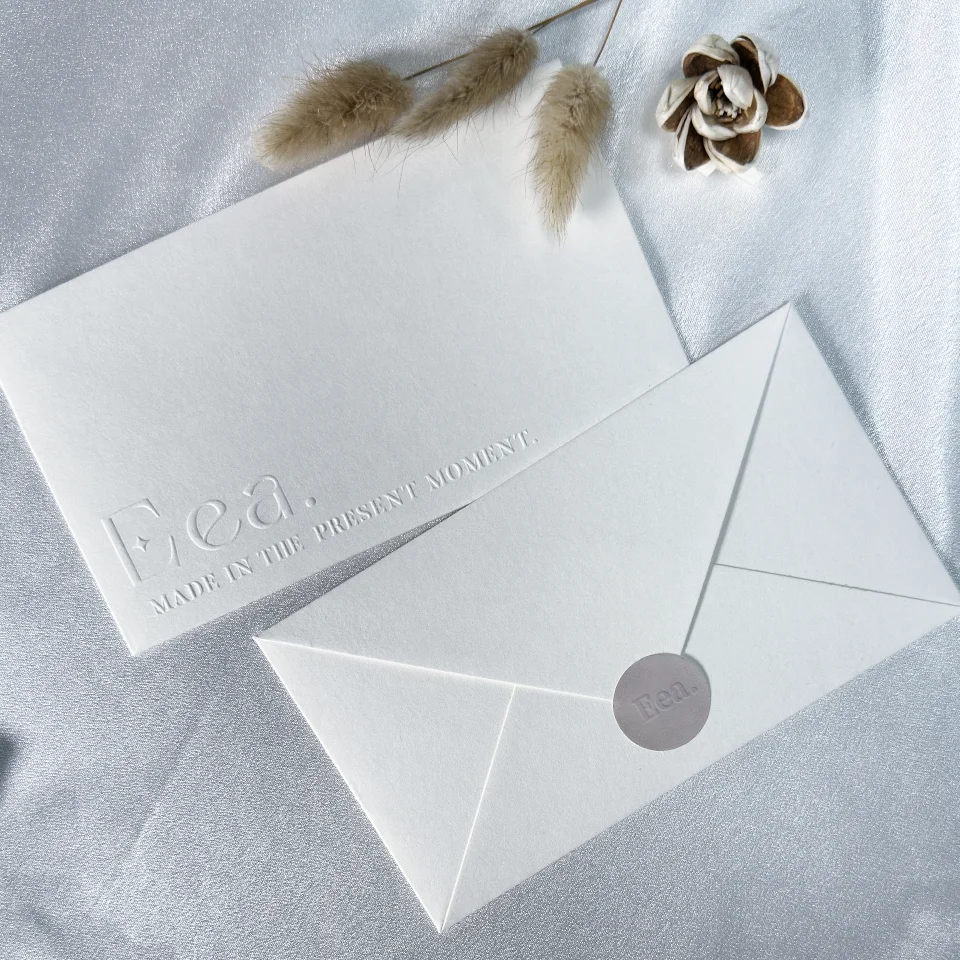 Luxury customized colorless embossed logo thank-you card envelope packaging gift wedding invitation letter envelope