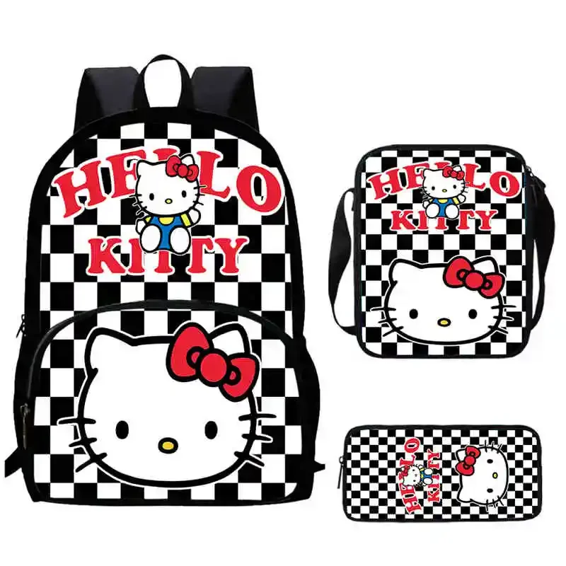 Cartoon Hello Kitty Child Backpack with Front Pocket,Shoulder Bags,Pencil Bags for Aged 5-10 Anime Backpack Boys Girls,Best Gift