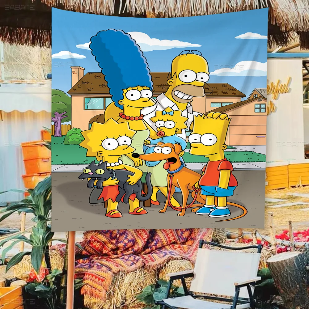 Cartoon Anime S-Simpsons DIY Flag For Family Group Photo Living Room Home Dorm Decor Wall Art Decor Banner